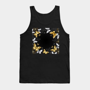 Black Background with Golden Butterflies Tank Top